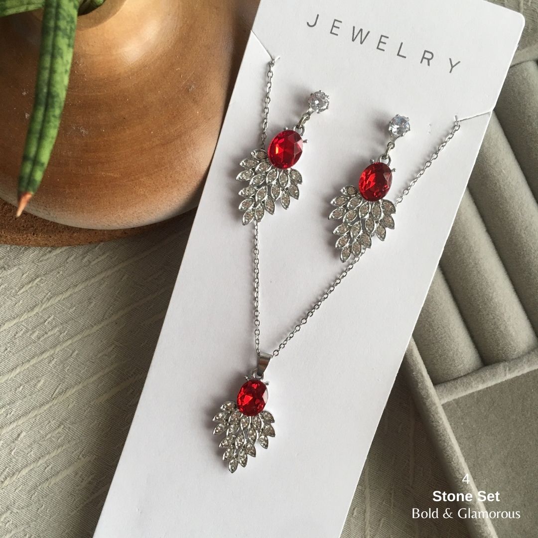 Stone Jewelry Set | Set #4 | Red