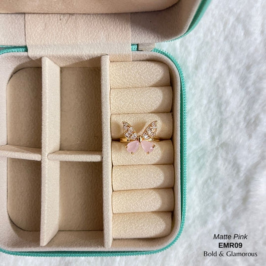 Diamond Cut Butterfly Ring | EMR09 | Matte Pink