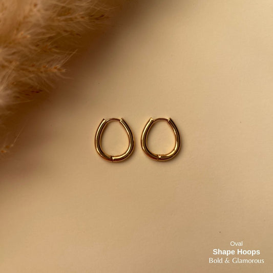 Shape Hoop Earring | Oval | Gold