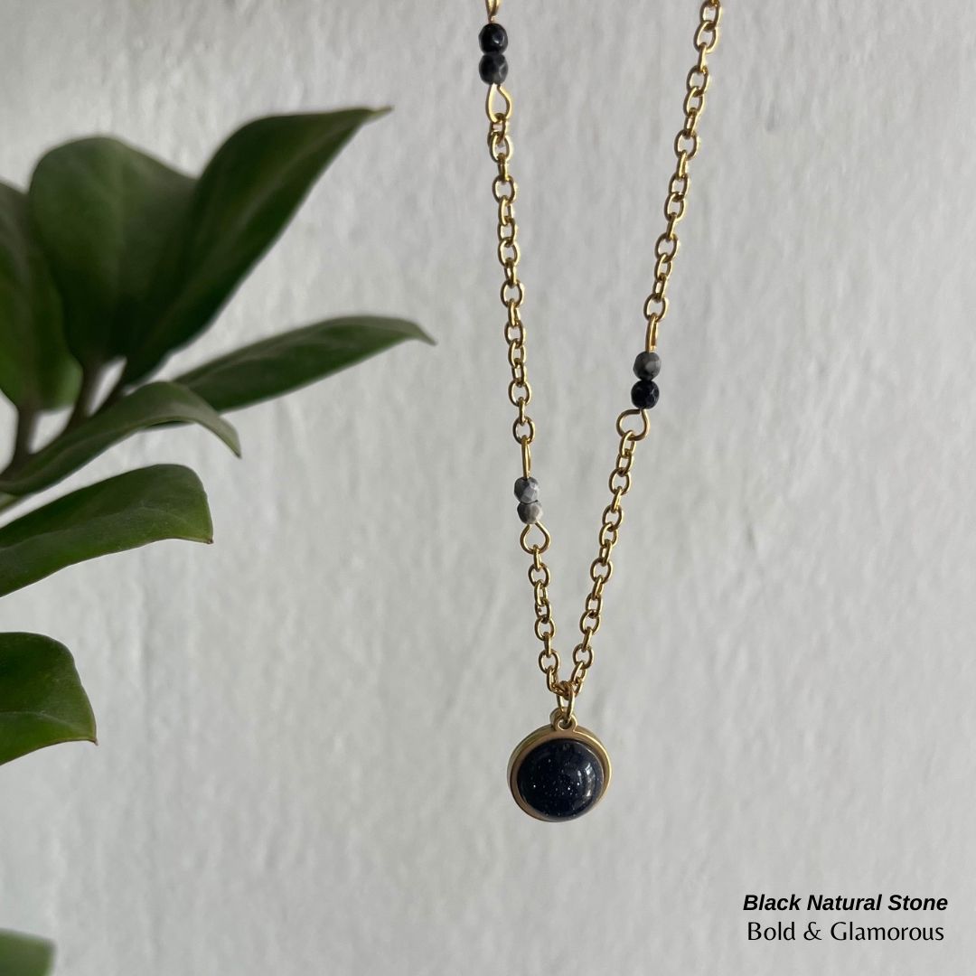 Necklace | SN003 | Black Natural Stone