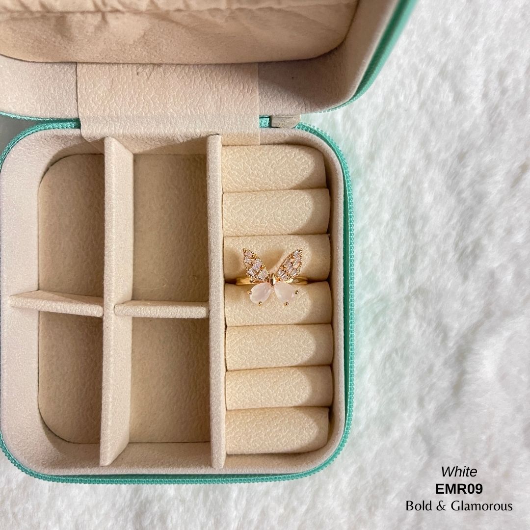 Diamond Cut Butterfly Ring | EMR09 | White