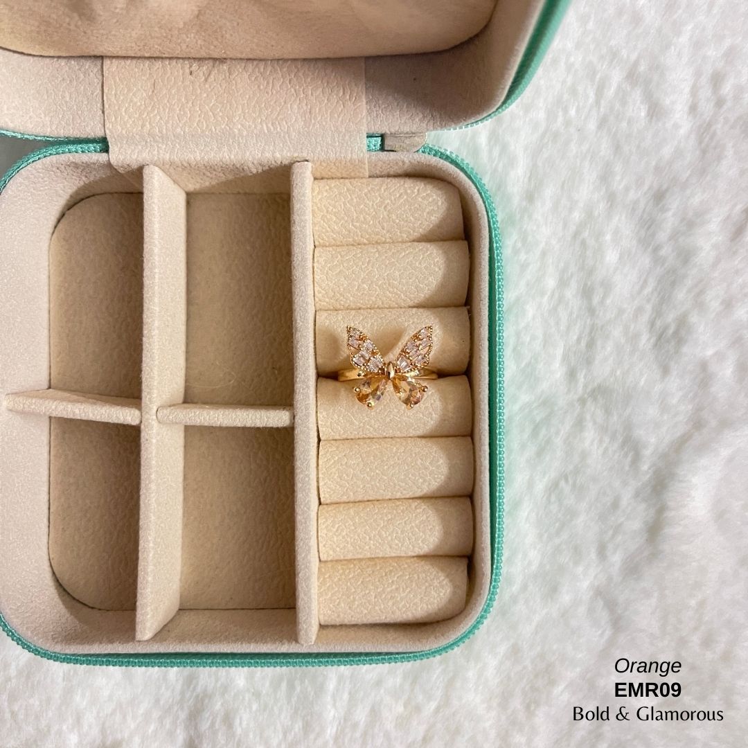 Diamond Cut Butterfly Ring | EMR09 | Orange