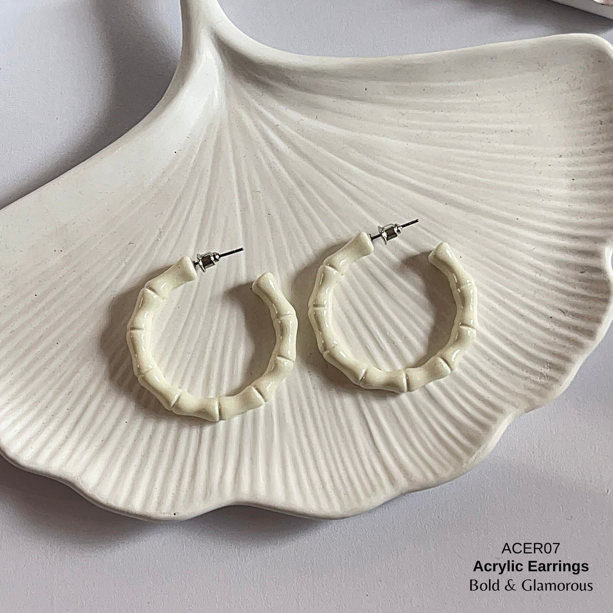 Acrylic Half Hoop Earring | ACER07 | White