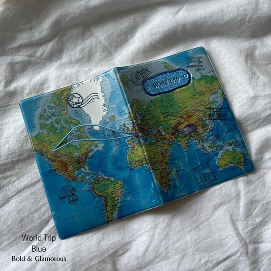 Passport Cover | World Trip | Blue