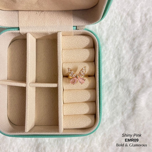 Diamond Cut Butterfly Ring | EMR09 | Shiny Pink