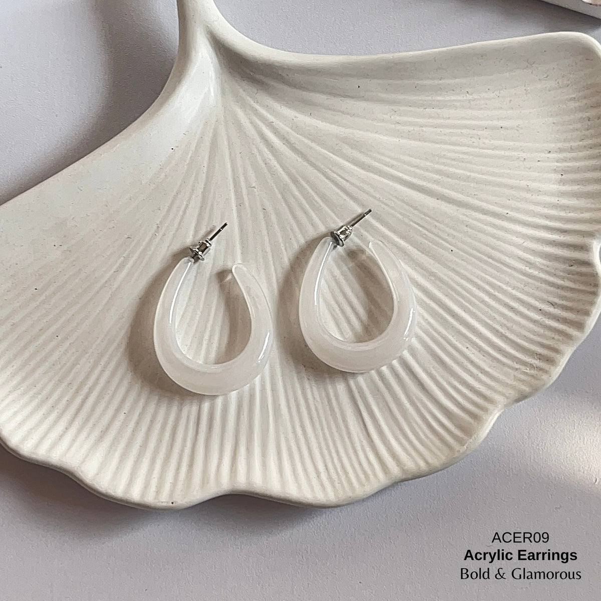 Acrylic Half Hoop Earring | ACER09 | Clear