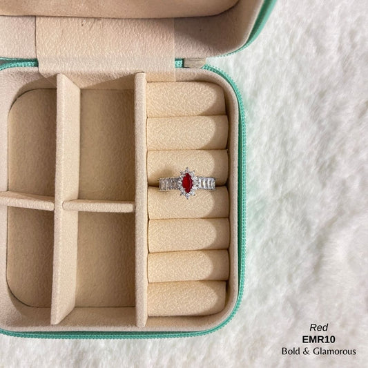 Diamond Cut SIlver Rings | EMR10 | Red