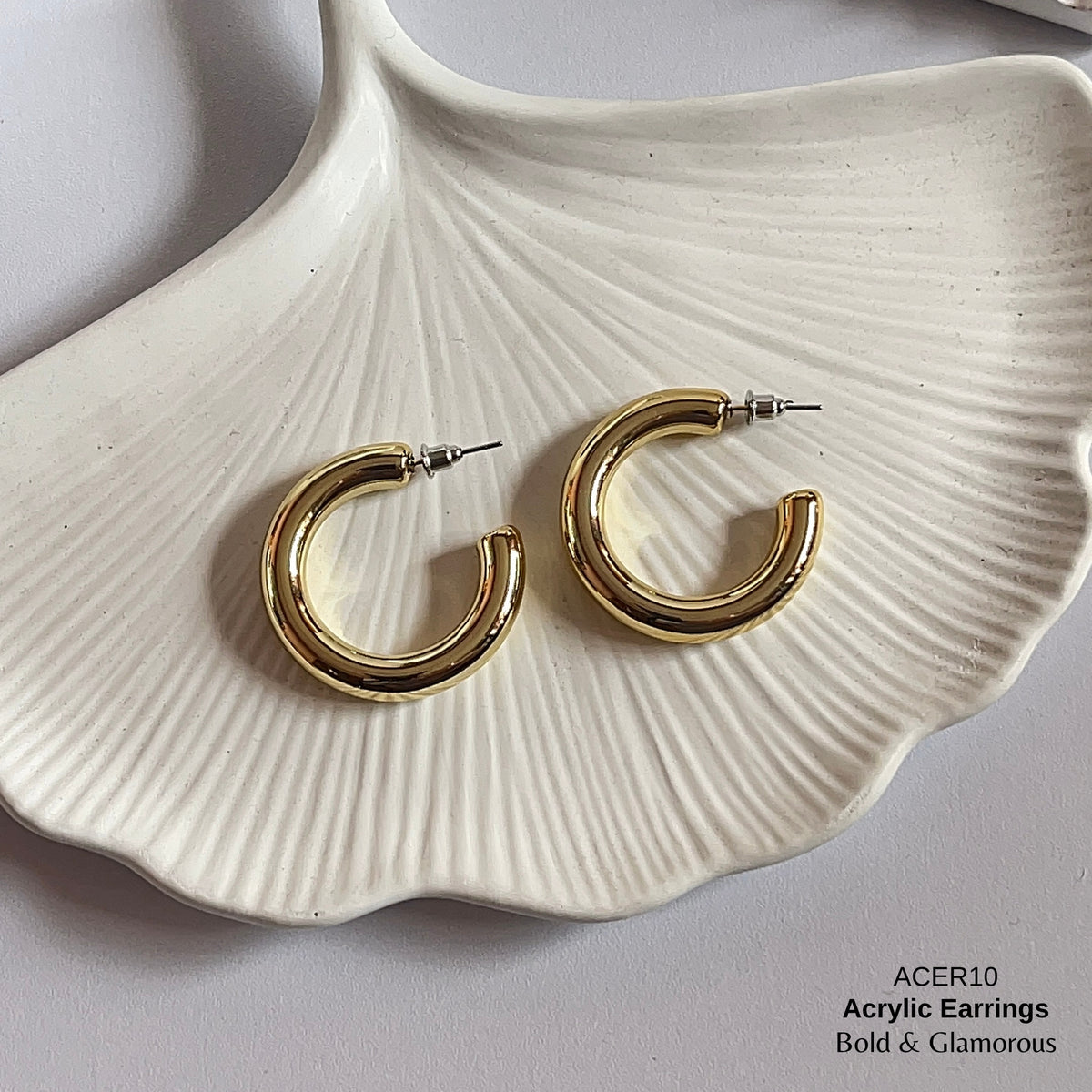 Acrylic Half Hoop Earring | ACER10 | Gold