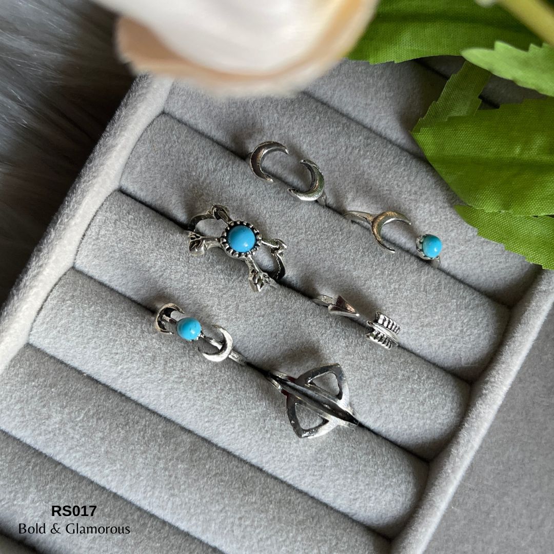 Finger Ring Set | RS017 | Silver Blue