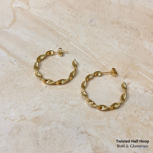 Statement Earring | STE015 | Twisted Half Hoop