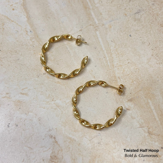 Statement Earring | STE015 | Twisted Half Hoop