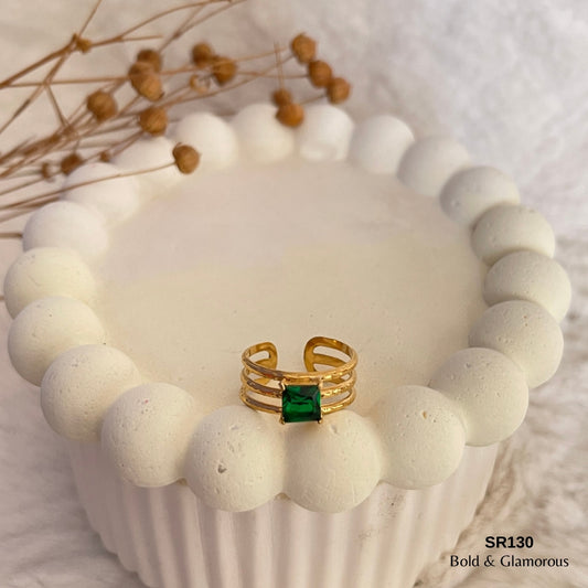 Statement Ring | SR130 | Gold Green
