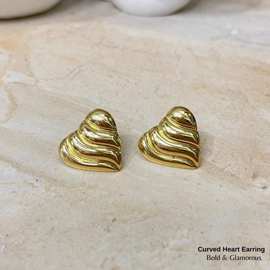 Statement Earring | STE012 | Curved Heart Earring
