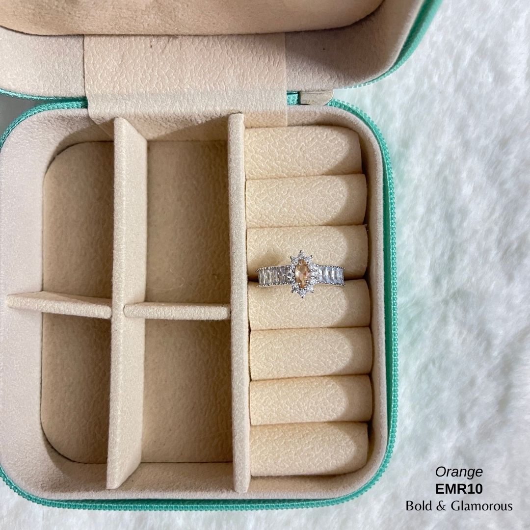 Diamond Cut SIlver Rings | EMR10 | Orange