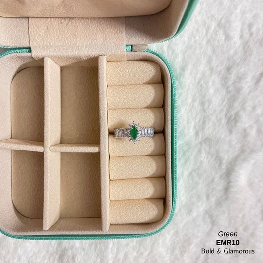 Diamond Cut SIlver Rings | EMR10 | Green