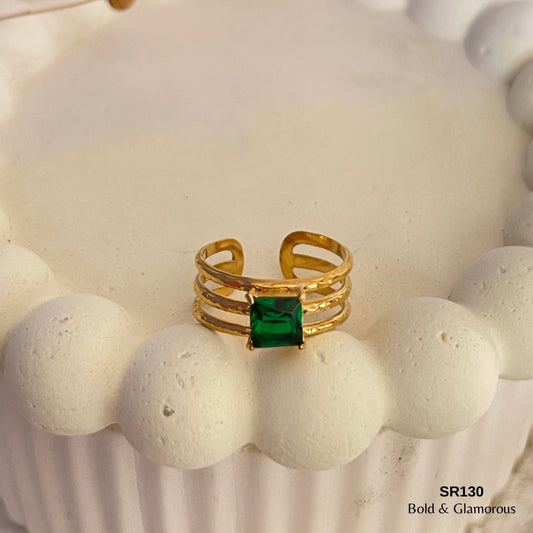 Statement Ring | SR130 | Gold Green
