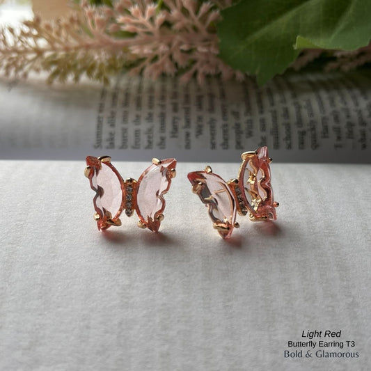 Butterfly Earrings | Type 3 | BPTE3 | Light Red