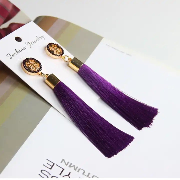 Long Tassel Earring | SE033 | Violet