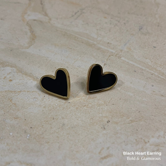 Statement Earring | STE016 | Black Heart Earring