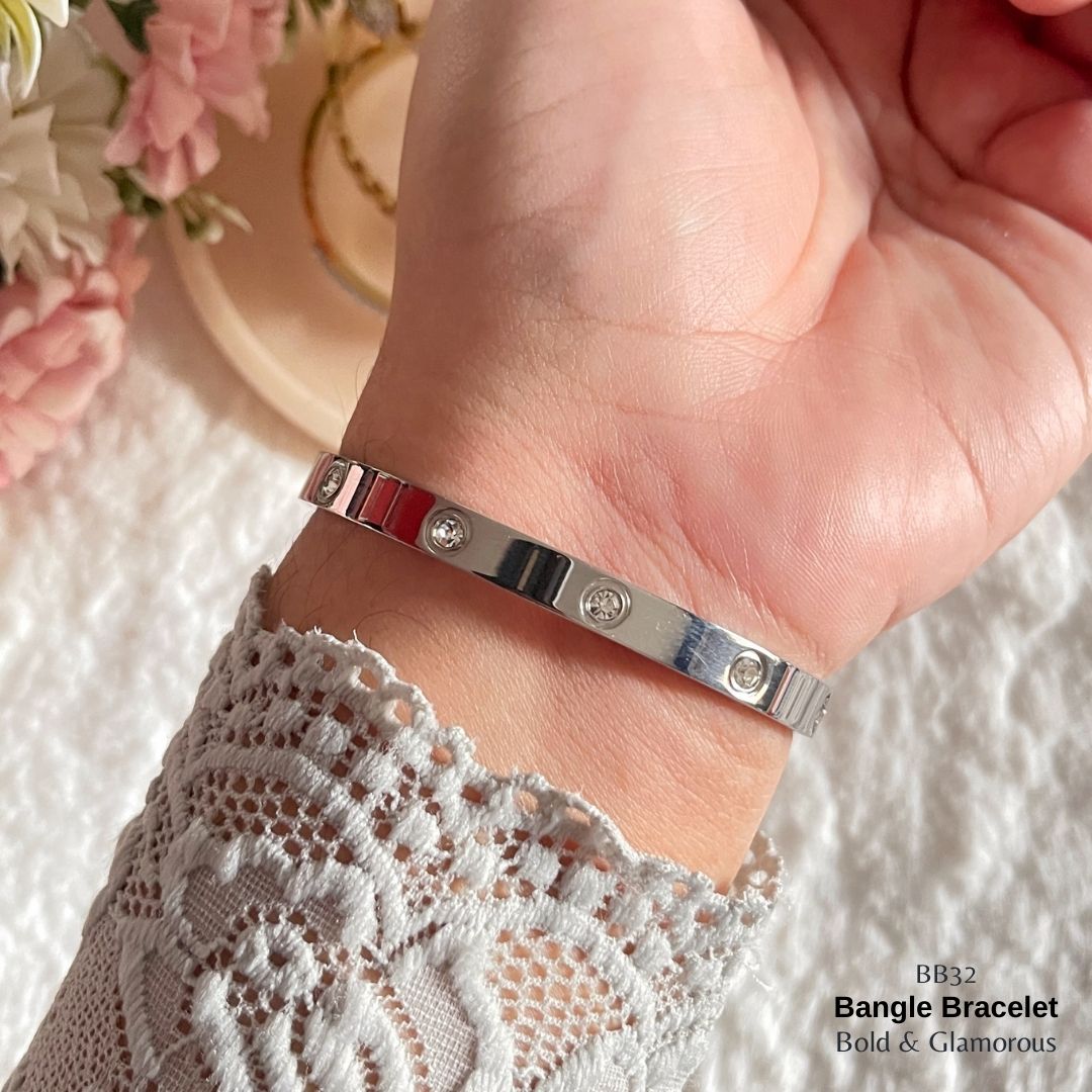 Bangle Bracelet | BB32 | Silver