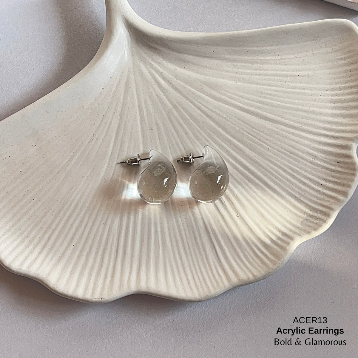 Acrylic Half Hoop Earring | ACER13 | Clear