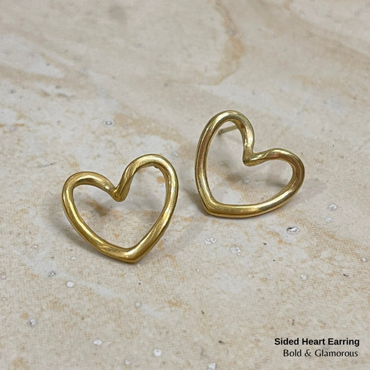 Statement Earring | STE018 | Sided Heart Earring