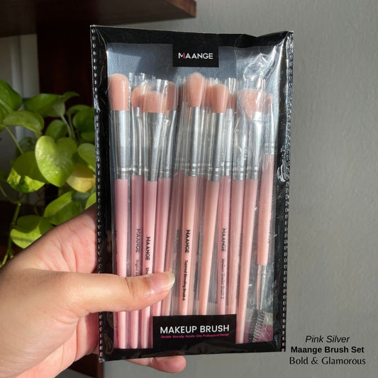 Maange 13PC Eye Brush Set | Pink Silver
