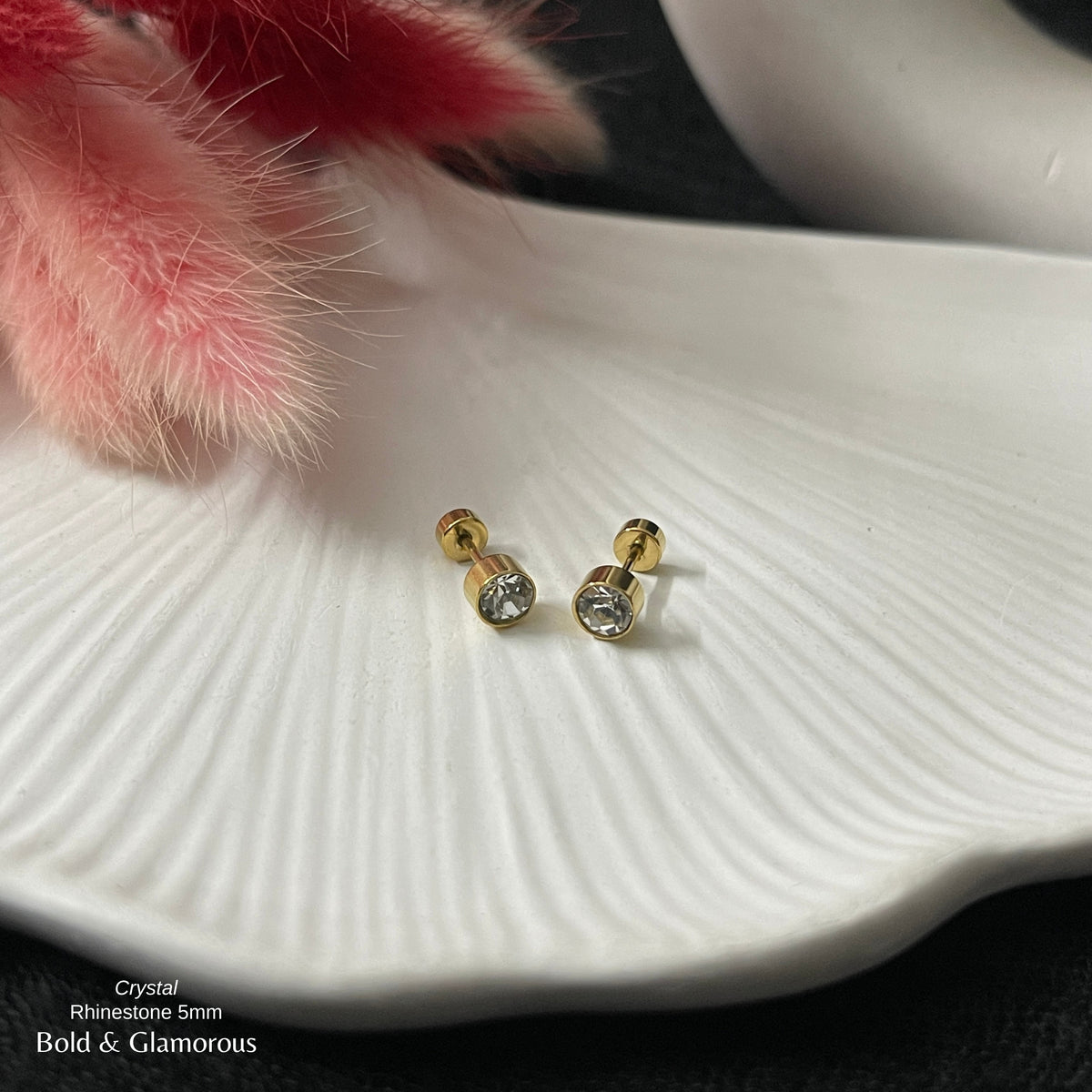 Screwback Stud Earring | Rhinestone 5mm | Crystal