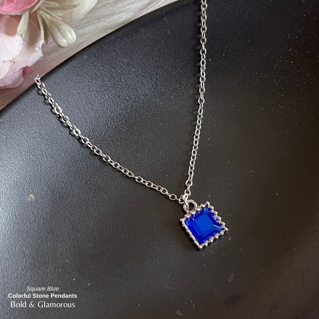Stone Pendant | SP02 | Square | Dark Blue