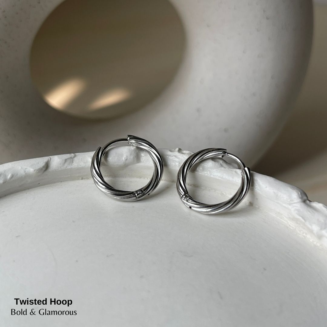 Hoop Earring | Twisted Hoop | 14mm | Silver