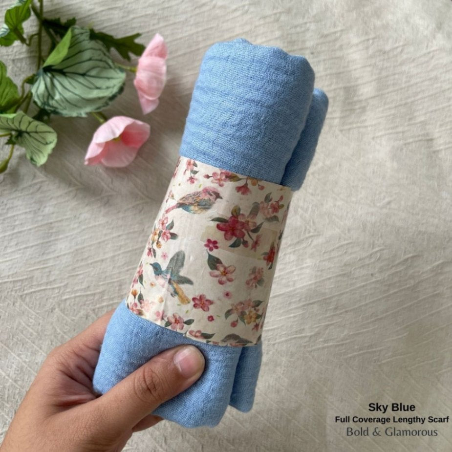 Full Coverage Lengthy Hijab Scarfs | Sky Blue