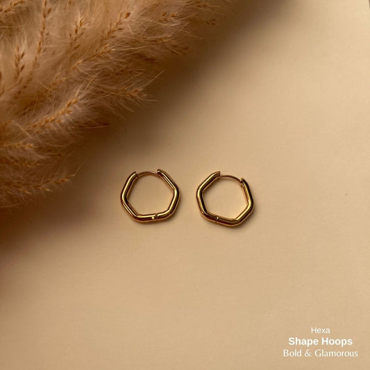 Shape Hoop Earring | Hexa | Gold