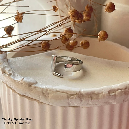 Chunky Alphabet Ring | L | Silver