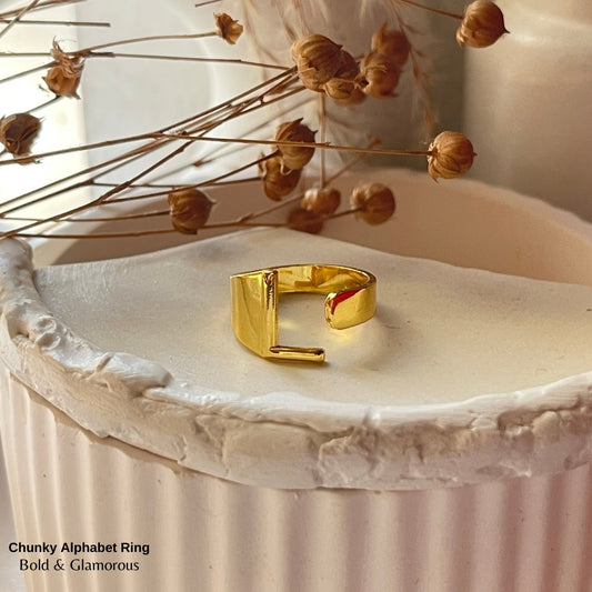 Chunky Alphabet Ring | L | Gold