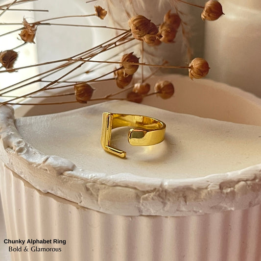 Chunky Alphabet Ring | L | Gold