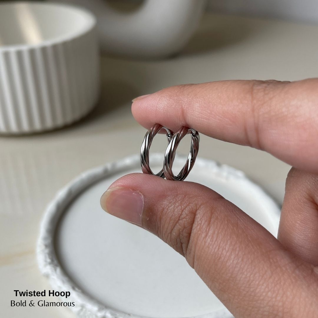 Hoop Earring | Twisted Hoop | 14mm | Silver