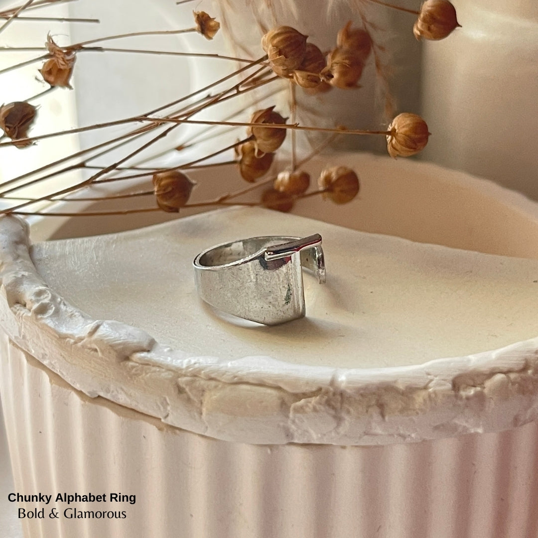 Chunky Alphabet Ring | T | Silver