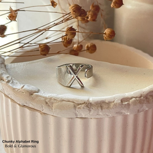 Chunky Alphabet Ring | X | Silver