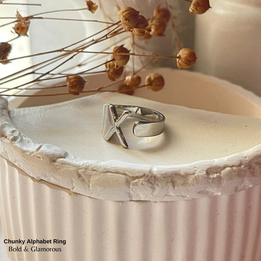 Chunky Alphabet Ring | X | Silver