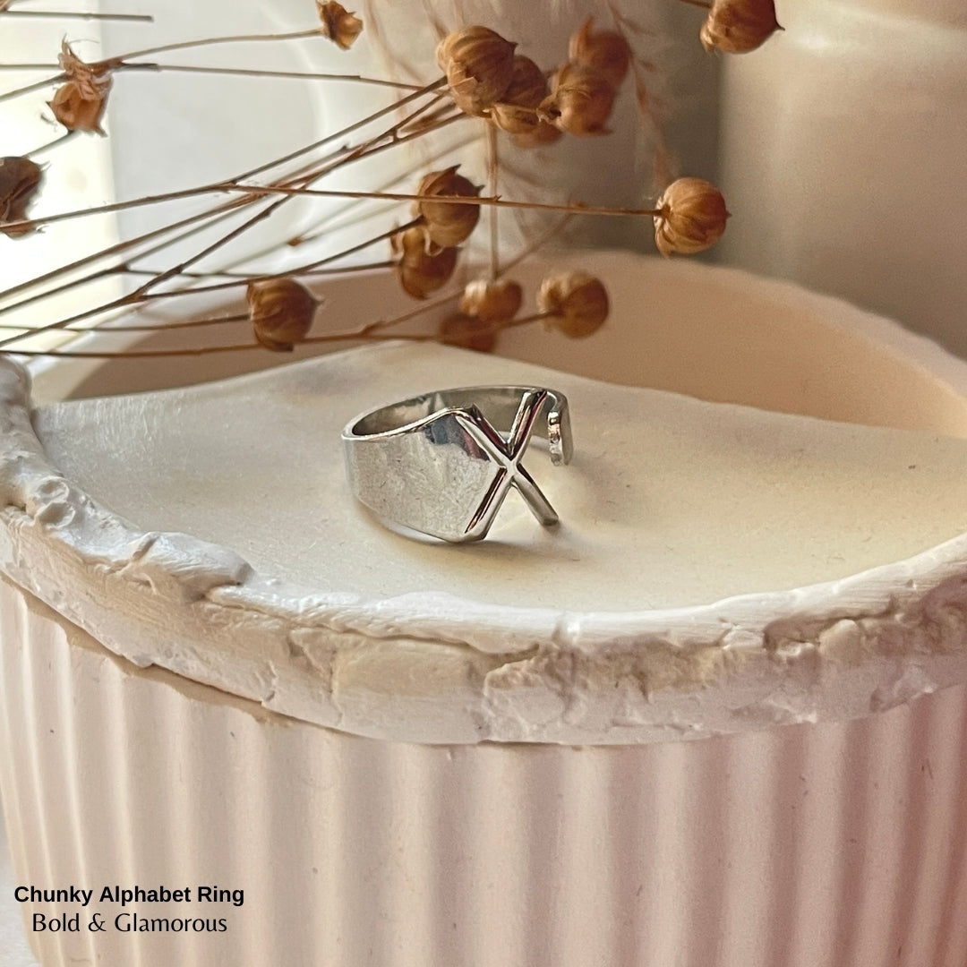 Chunky Alphabet Ring | X | Silver