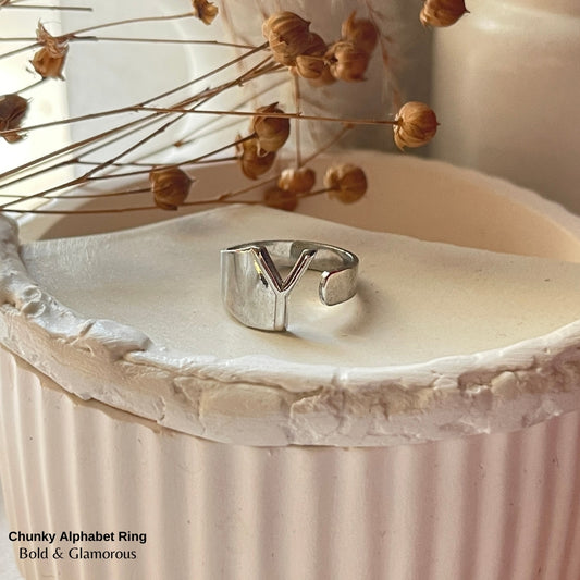 Chunky Alphabet Ring | Y | Silver