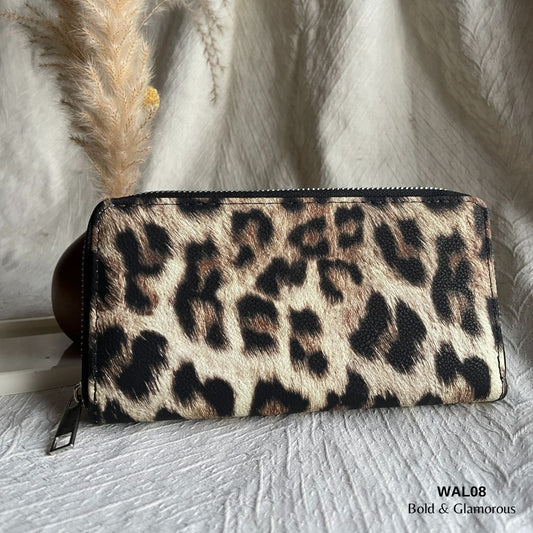 Bright Leather Wallet | WAL08 | Brown Leopard