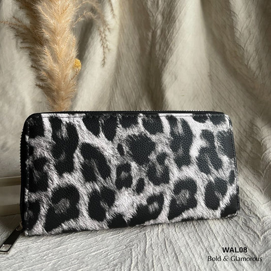 Bright Leather Wallet | WAL08 | Black Leopard