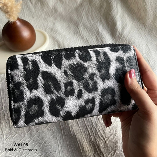 Bright Leather Wallet | WAL08 | Black Leopard