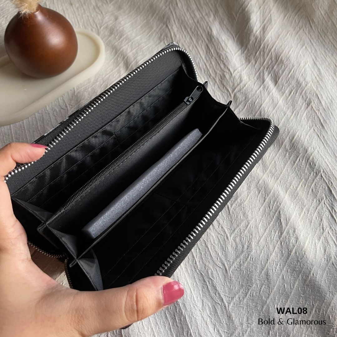 Bright Leather Wallet | WAL08 | Black Leopard