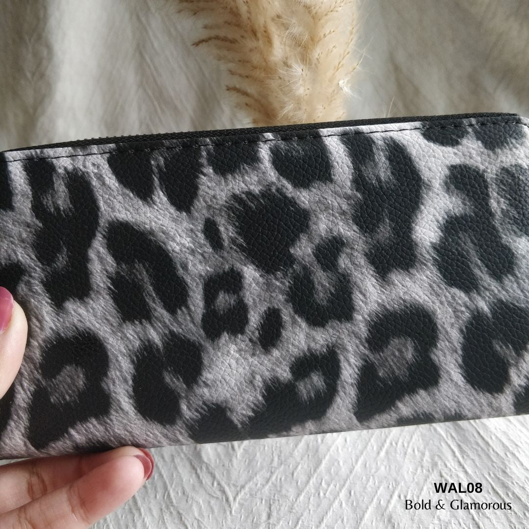 Bright Leather Wallet | WAL08 | Black Leopard