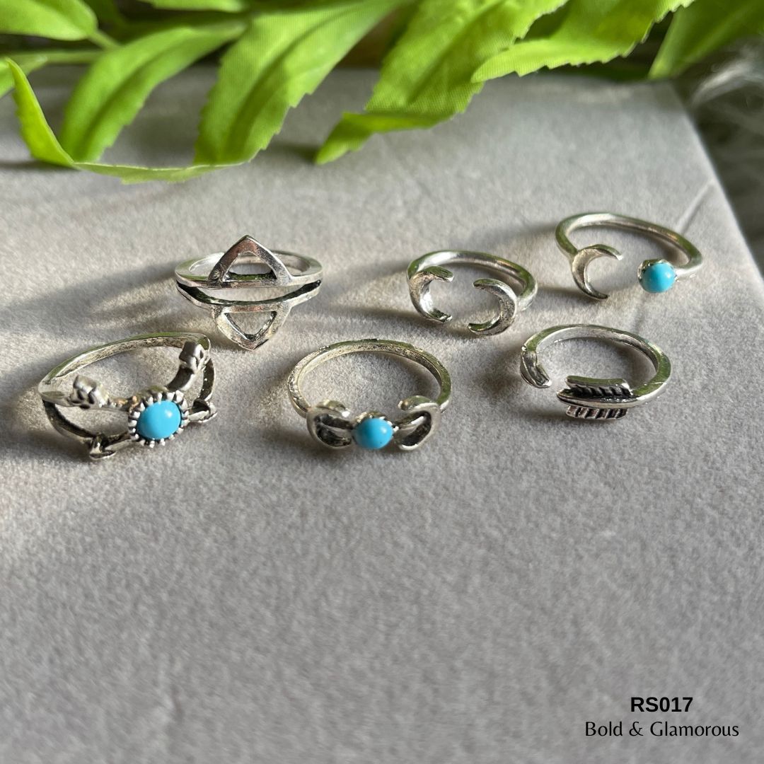 Finger Ring Set | RS017 | Silver Blue