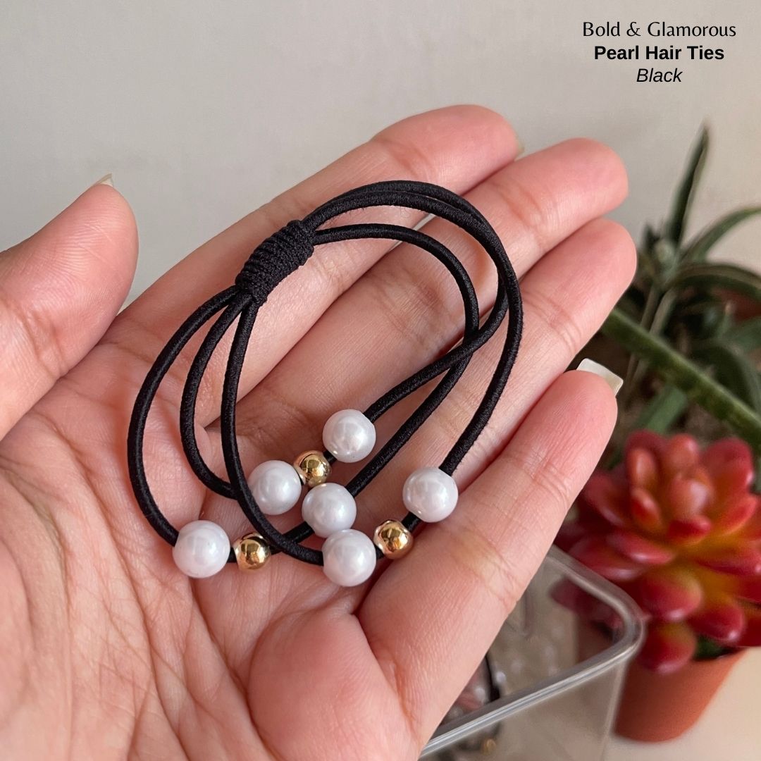 Pearl Hair Band 3 Layer | Black