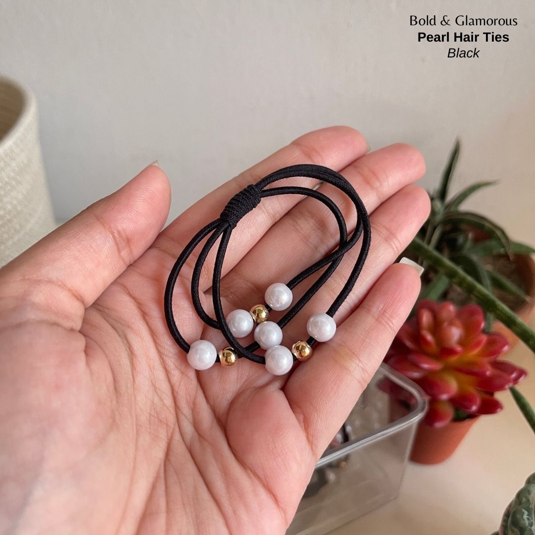 Pearl Hair Band 3 Layer | Black