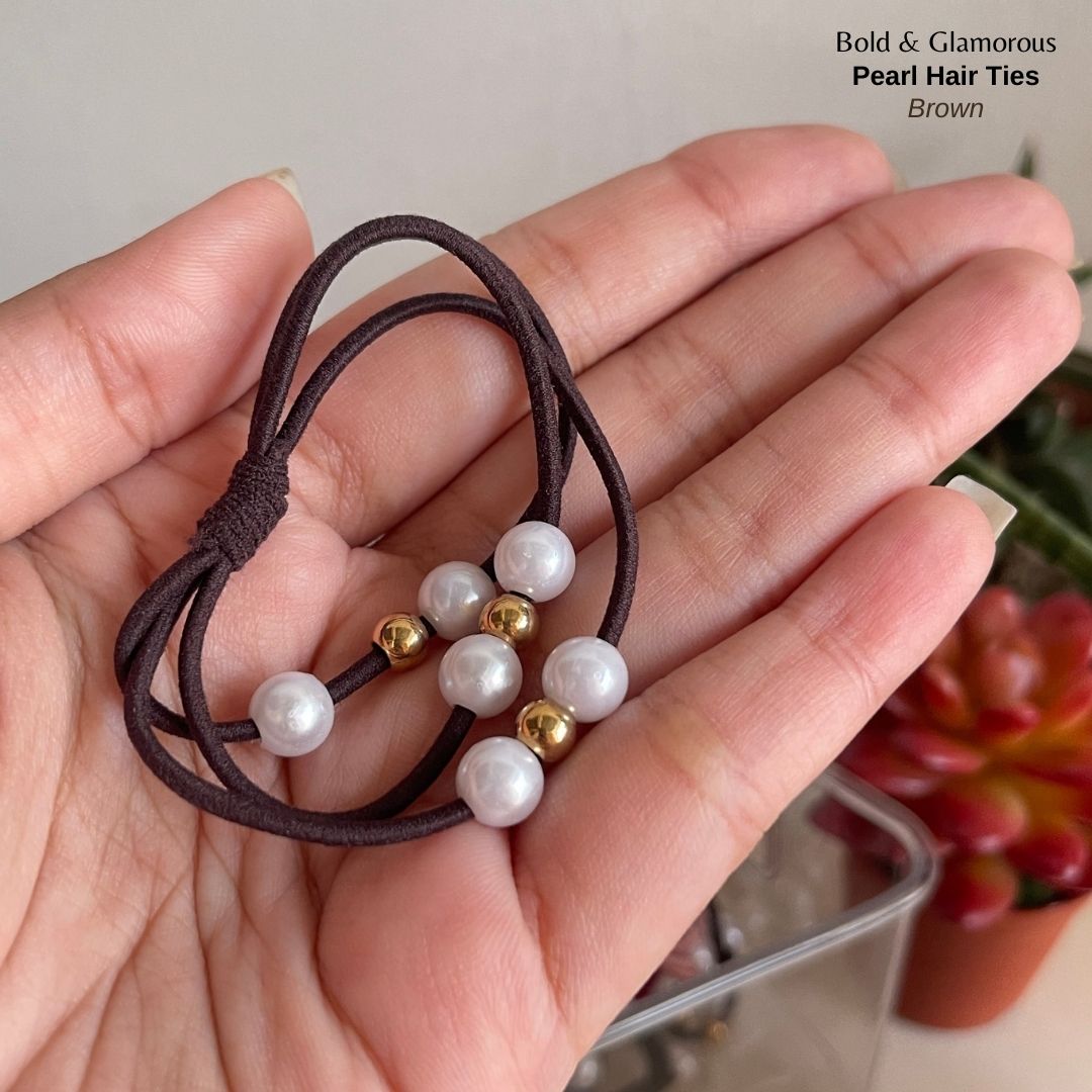 Pearl Hair Band 3 Layer | Brown